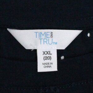 NWT Women's Time and Tru XXL (20) Navy Blue Short Sleeve Top With Eyelet